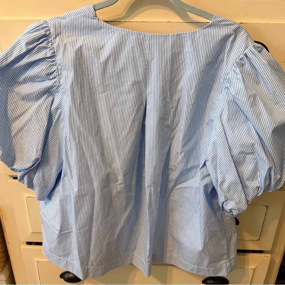 Kate Spade x Target Stripe Puff Short Sleeve Blouse - Picture 3 of 7